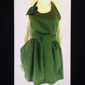 💋Cynthia Rowley Sash Tie Pleat Waist Halter Dress